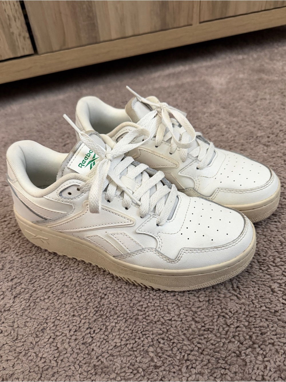 Reebok White and Cream Low-Top Sneakers